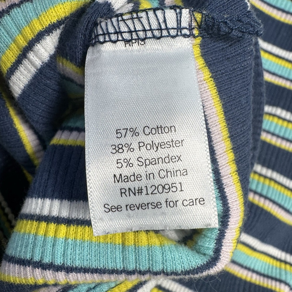Striped Cropped Juniors Top XL Blue Short Sleeve Open Back Cotton Blend Normcore - Picture 5 of 5